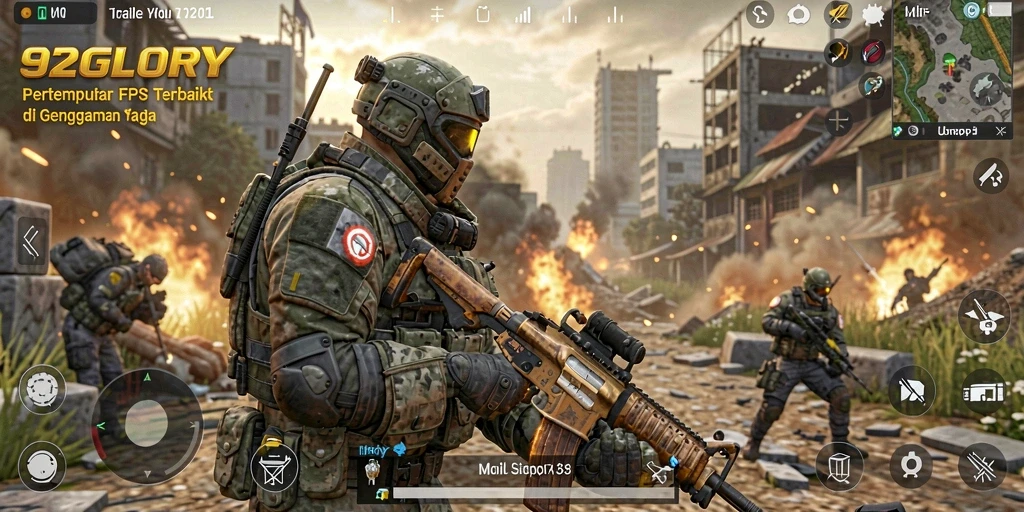 Tangkapan layar menunjukkan intensitas pertempuran dalam game FPS.