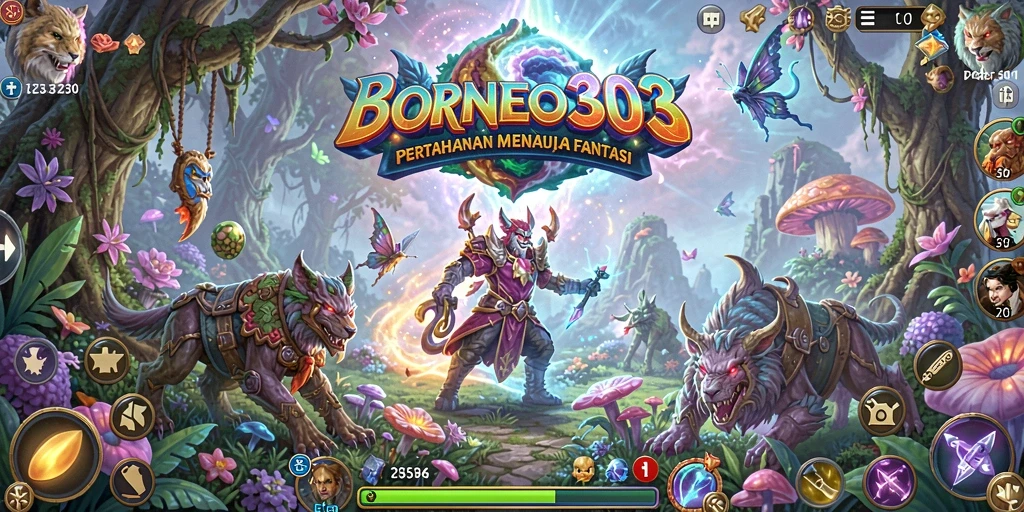 Tampilan menakjubkan dari gameplay Tower Defense BORNEO303.
