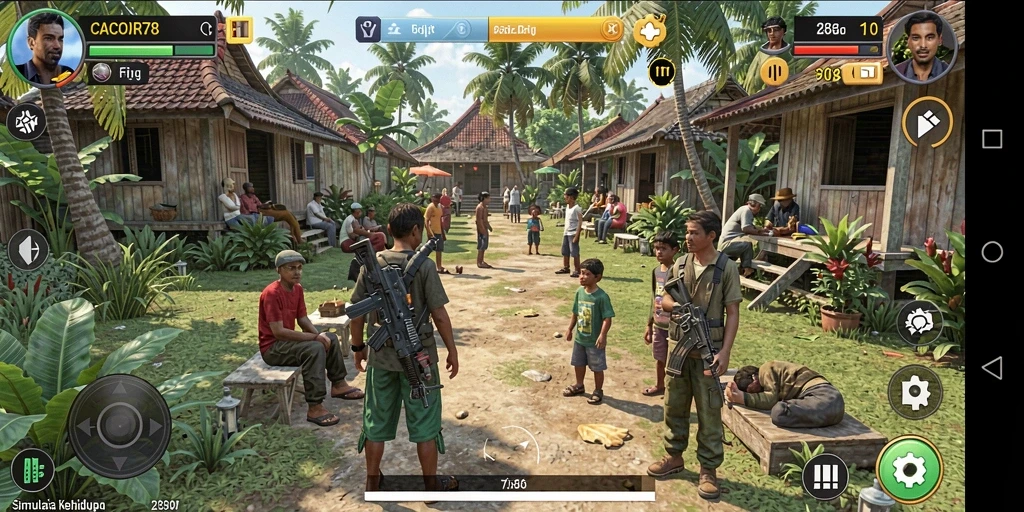 Screenshot utama CACOR78 menampilkan karakter dan suasana dalam gameplay Simulation.