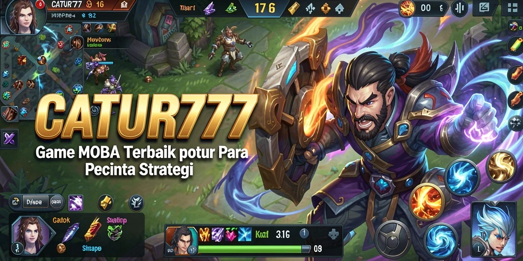 Tampilan gameplay seru dari CATUR777 dalam pertempuran MOBA.