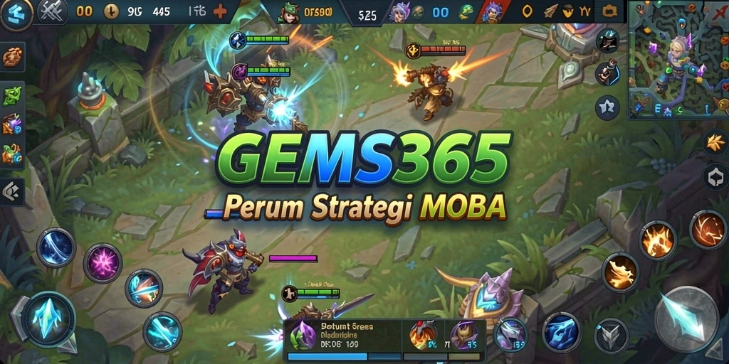 Tangkapan layar GEMS365 menampilkan pertempuran seru dalam arena MOBA.