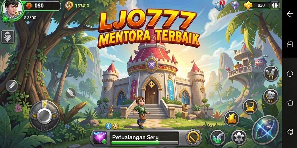 Screenshot gameplay LJO777 yang menunjukkan pertarungan menara yang seru.