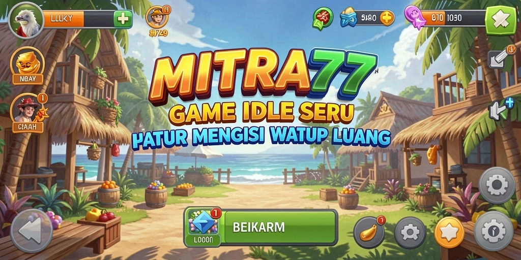 Tampilan gameplay seru di MITRA77 yang menggambarkan aksi idle.