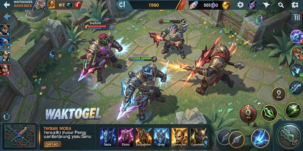 Tampilan gameplay seru di arena pertempuran WAKTOGEL.