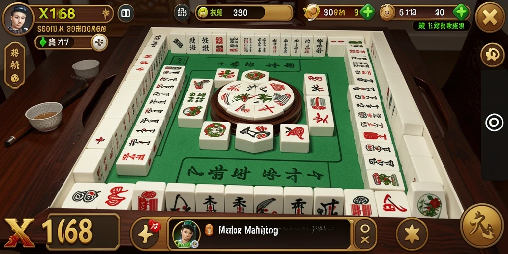 Screenshot utama X168 menampilkan gameplay menantang Mahjong.