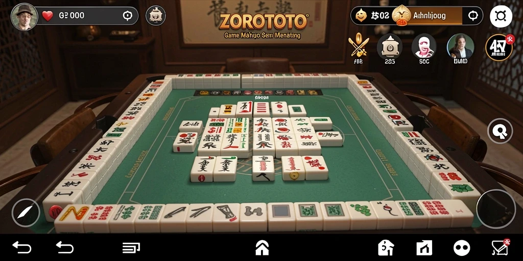 Screenshot gameplay ZOROTOTO menampilkan aksi seru permainan Mahjong.